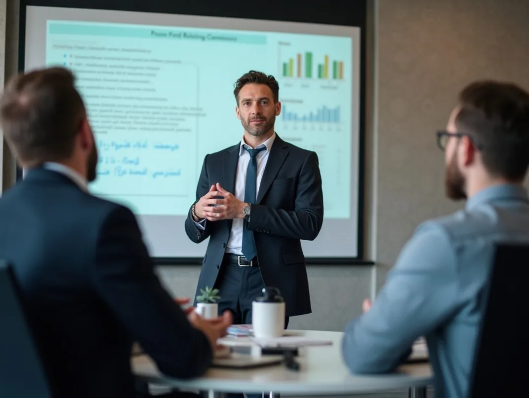 Professional preparing business presentation